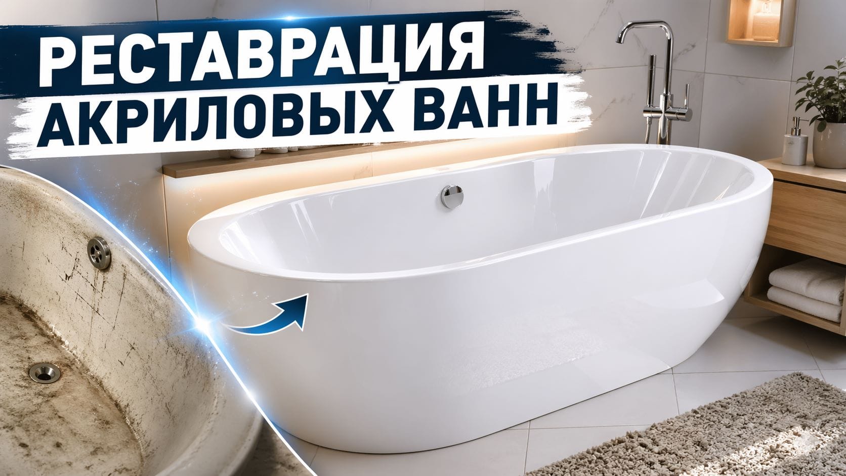 Реставрация акриловой ванны без замены