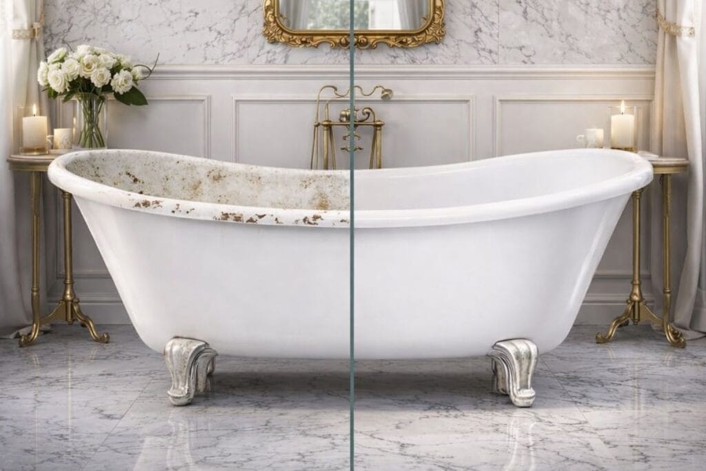 ванна обновлена мрамором