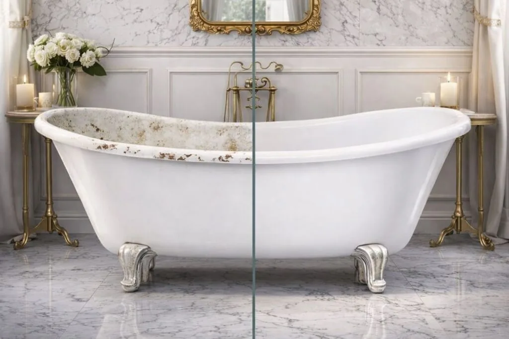 ванна обновлена мрамором